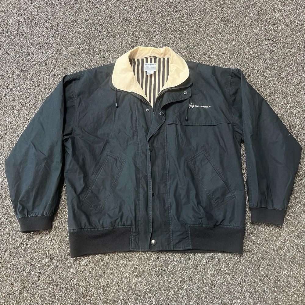 Vintage 1980s Club Colors Jacket Motorola Striped Lined Rare Size Xl Black